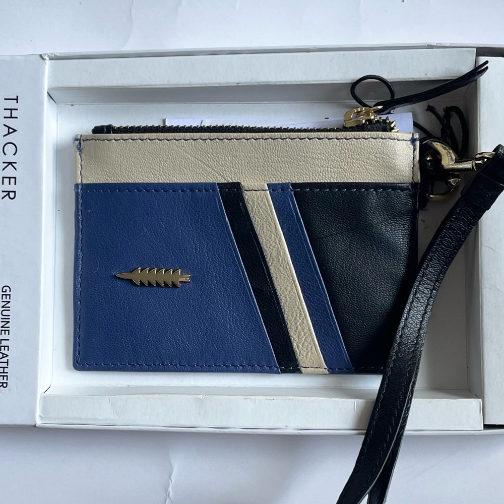 THACKER New York Leather Amber Card Wallet Wristlet NEW